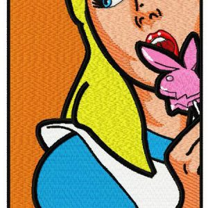 Alice with lollipop embroidery design