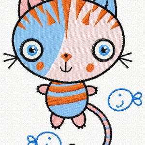 Alien cat embroidery design