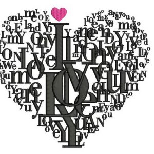 Alphabetic heart embroidery design