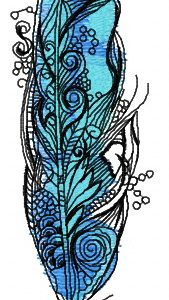 Amazing blue feather embroidery design