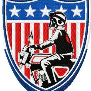American biker badge embroidery design