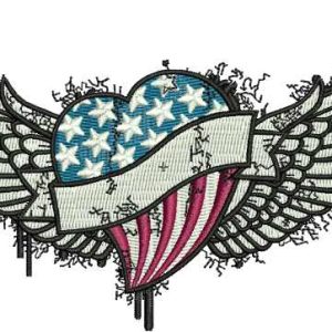 American heart embroidery design