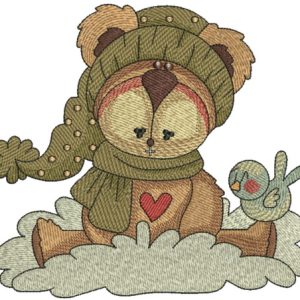 Amused bear embroidery design