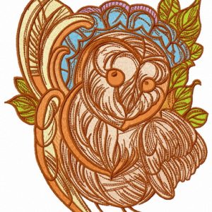 Amusing owl embroidery design
