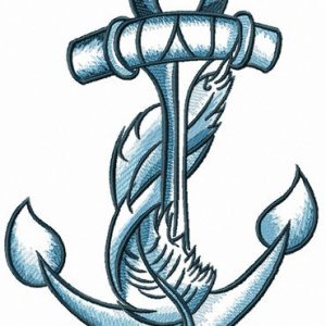 Anchor and feather embroidery design
