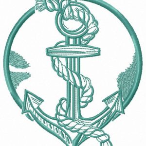 Anchor and rope embroidery design
