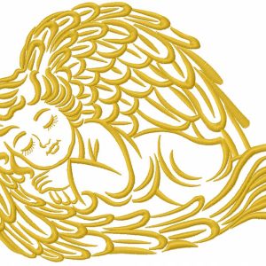 Angel covered with wings embroidery design