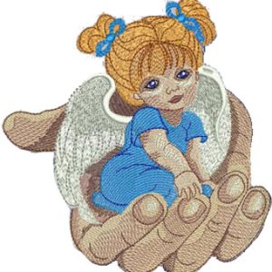 Angel in the palm embroidery design
