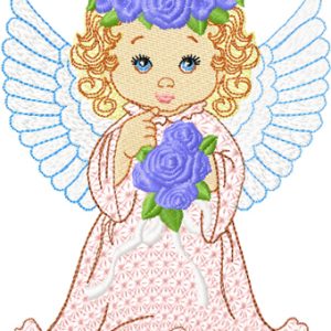 Angel with flowers embroidery design