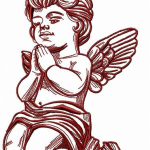 Angel bends the knee embroidery design