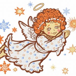 Angel flying embroidery design