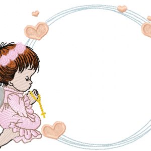 Angel frame with hearts embroidery design