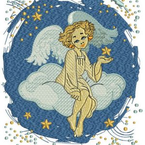 Angel on cloud embroidery design