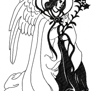 Angel with candle embroidery design