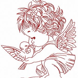 Angel with pigeon 2 embroidery design