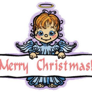 Angel with poster 2 embroidery design