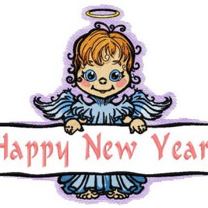 Angel with poster 3 embroidery design