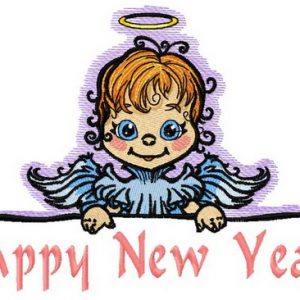Angel with poster 4 embroidery design