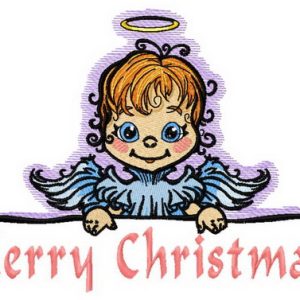 Angel with poster 5 embroidery design