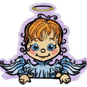 Angel with poster 6 embroidery design