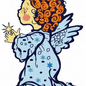 Angel with star 2 embroidery design
