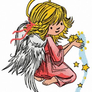Angel with star dust 2 embroidery design