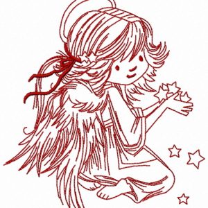 Angel with star dust 4 embroidery design