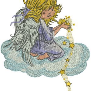 Angel with star dust embroidery design