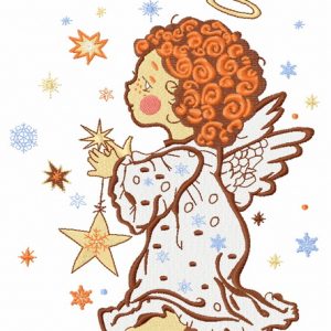 Angel with star embroidery design