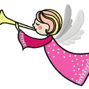 Angel with trumpet embroidery design