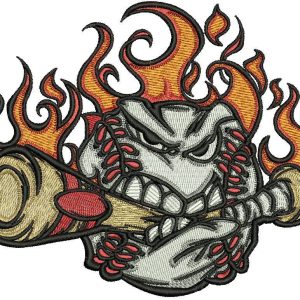 Angry baseball ball 4 embroidery design