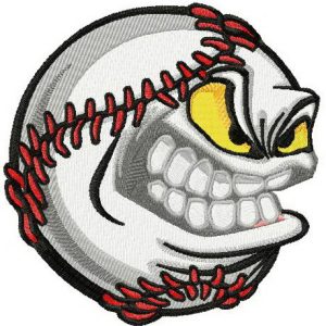 Angry baseball ball 2 embroidery design