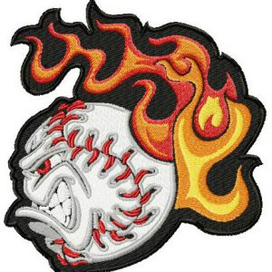 Angry baseball ball 3 embroidery design