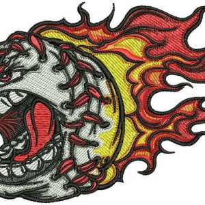 Angry baseball ball 5 embroidery design