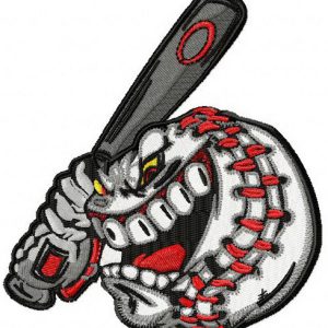 Angry baseball ball embroidery design