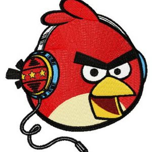 Angry bird music fan embroidery design