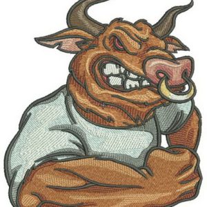 Angry bull embroidery design