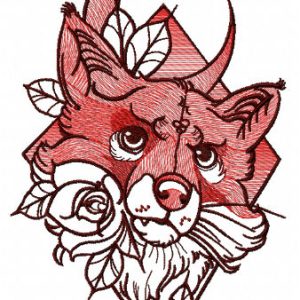 Angry fox embroidery design