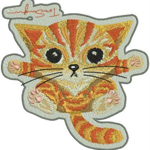 Angry kitten badge embroidery design