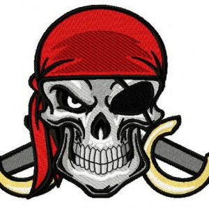 Angry pirate's skull 2 embroidery design