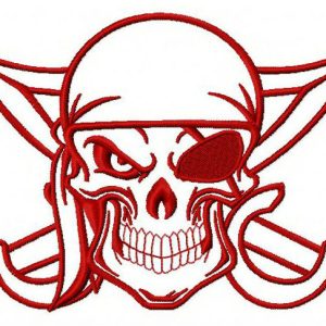 Angry pirate's skull 5 embroidery design