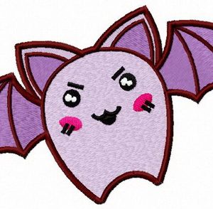 Angry purple bat embroidery design