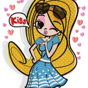 Anime girl embroidery design