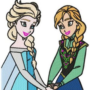 Anna and Elsa embroidery design