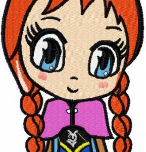 Anna chibi embroidery design