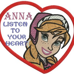 Anna listen to your heart embroidery design