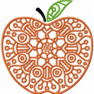 Apple potholder embroidery design