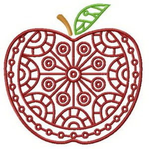 Apple with circle ornament embroidery design