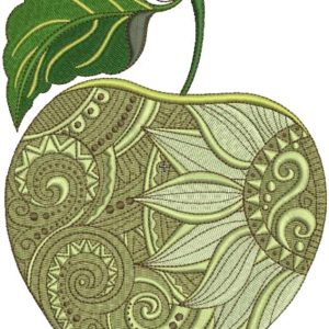 Apple with decor embroidery design