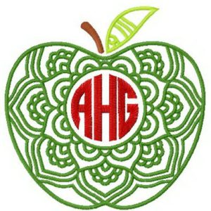 Apple with letters embroidery design